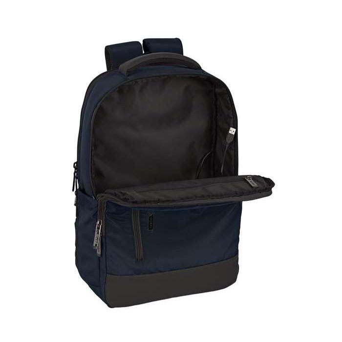 Safta business Mochila escolar para ordenador portátil de 15,6 pulgadas, Negro-Azul-Gris, 290x150x440 mm