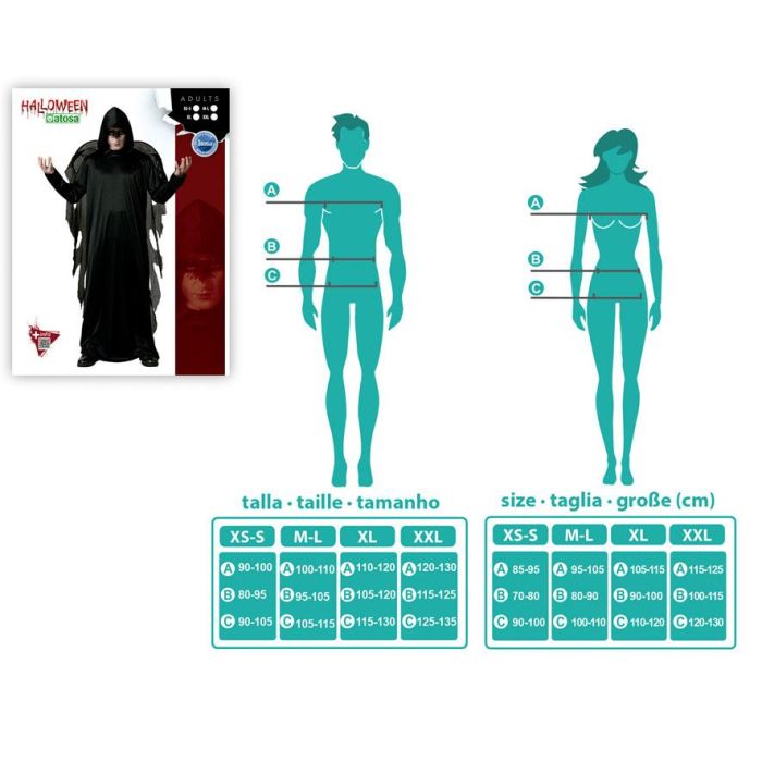 Disfraz Ángel Negro con Alas y Túnica de Poliéster para Hombre Adulto Talla XL - Ideal para Halloween, Gótico y Teatro 3