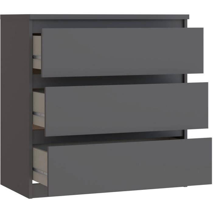 Cómoda - CHELSEA - 3 cajones - Antracita - 77,2 x 42,2 x 79,9 cm 4 Cómoda - CHELSEA - 3 cajones - Antracita - 77,2 x 42,2 x 79,9 cm 4