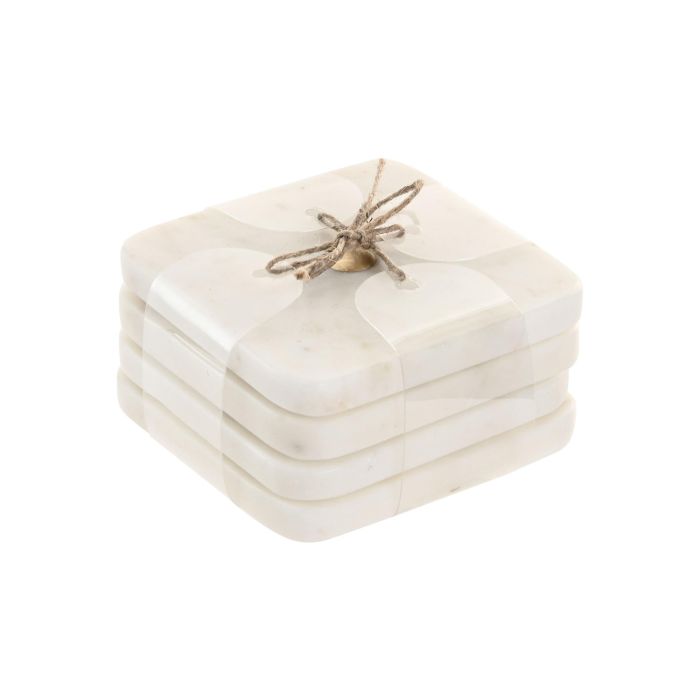 Posavasos Glam DKD Home Decor Blanco Dorado 10 x 5 x 10 cm Set de 4 (2 Unidades) 1 Posavasos Glam DKD Home Decor Blanco Dorado 10 x 5 x 10 cm Set de 4 (2 Unidades) 1