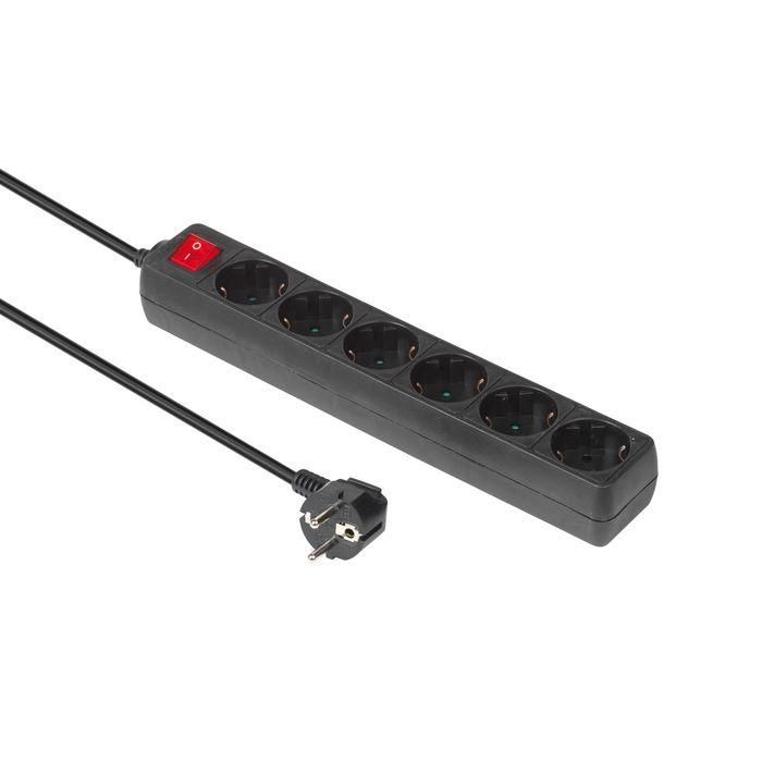 MicroConnect 6-way Schuko Socket on/off switch 5M Black MicroConnect 6-way Schuko Socket on/off switch 5M Black
