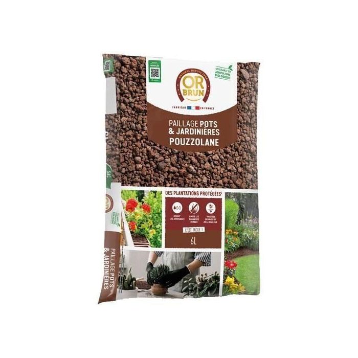 Or Brun OBRPPOU6U Mulch de Puzolana BROWN GOLD 6L para Protección de Plantas