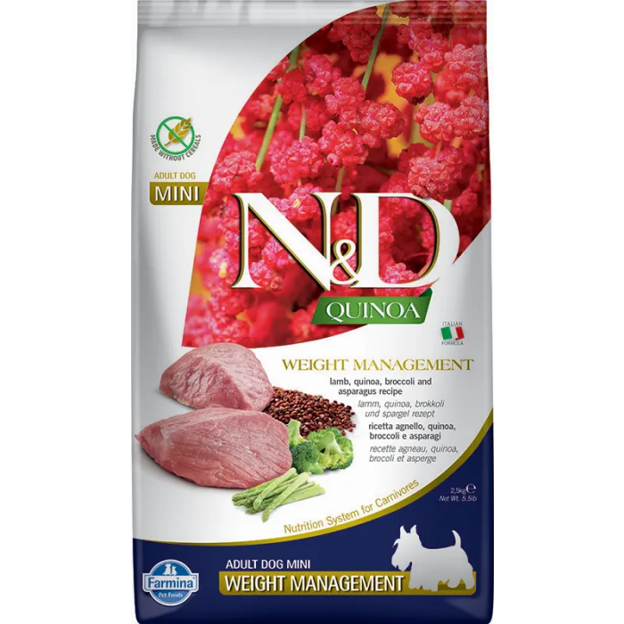Farmina N&D Dog Quinoa Weight Management Cordero Mini 2,5 kg