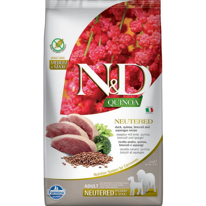 Farmina N&D Dog Quinoa Neutered Pato Medium Maxi 2,5 kg