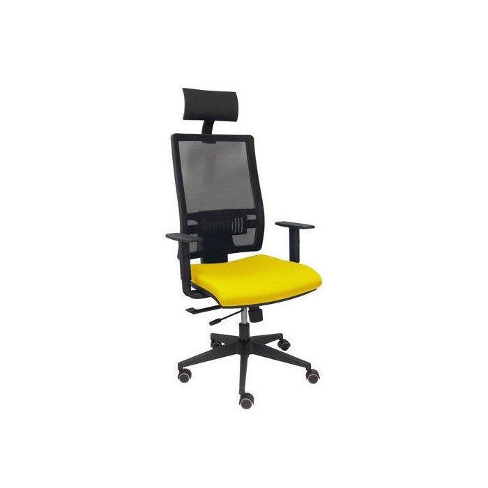 Silla Piqueras Y Crespo Horna Brazos Regulables Cabecero Incluido Mecanismo Traslack Apoyo Lumbar Respaldo Malla Transpirable Y Asiento Tapizado Bali Amarillo