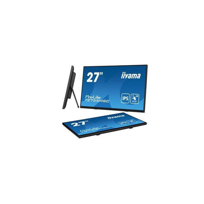 MONITOR IIYAMA 27" IPS BONDED PCAP 10P TOUCH, 1920X1080, FLAT BEZEL FREE GLASS FRONT, HDMI, DISPLAYPORT, 360CD/M², USB HUB 2X 3.2, SPEAKERS, BUILT-IN WEBCAM & MICROPHONE, BOOKSTAND (T2755MSC-B1) 5 MONITOR IIYAMA 27" IPS BONDED PCAP 10P TOUCH, 1920X1080, FLAT BEZEL FREE GLASS FRONT, HDMI, DISPLAYPORT, 360CD/M², USB HUB 2X 3.2, SPEAKERS, BUILT-IN WEBCAM & MICROPHONE, BOOKSTAND (T2755MSC-B1) 5