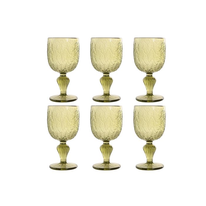 DKD Home Decor Copa Tropical Verde Cristal 340ml 8 x 17 cm Set de 6 apto lavavajillas