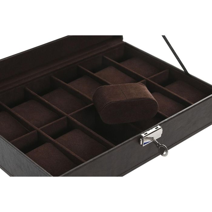 Caja-Joyero Home ESPRIT Marrón oscuro Poliuretano Cristal Acero Madera MDF 30 x 20 x 8 cm 2