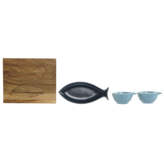 Aperitivo Mediterraneo DKD Home Decor Azul Azul Celeste 16.5 x 1.3 x 19.5 cm Set de 4 1