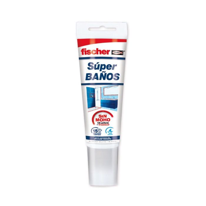 Fischer 563516 Silicona neutra Super Baños Blanca para Mármoles y Espejos 100 ml Fischer 563516 Silicona neutra Super Baños Blanca para Mármoles y Espejos 100 ml