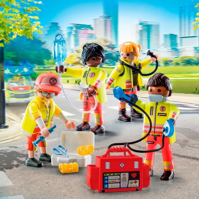 Playmobil 71244 Equipo de Rescate City Life con 4 paramédicos, desfibrilador, maletín médico y accesorios, juguete para niños +4 años 4 Playmobil 71244 Equipo de Rescate City Life con 4 paramédicos, desfibrilador, maletín médico y accesorios, juguete para niños +4 años 4