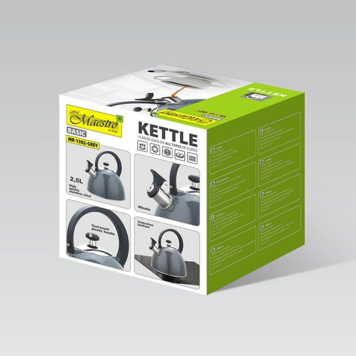 Tetera Feel Maestro MR-1302-GREY Negro Gris Acero Inoxidable 2,5 L 1 Tetera Feel Maestro MR-1302-GREY Negro Gris Acero Inoxidable 2,5 L 1