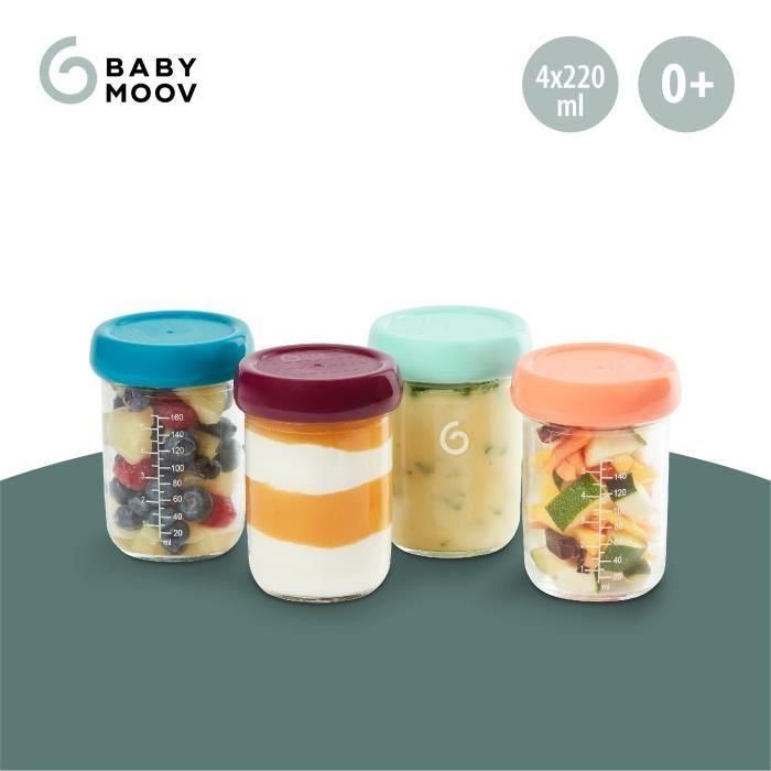 Babymoov Babybols 4 Tarros Recipientes Cristal Herméticos 240 ml con Tapa para Alimentos Bebé Lavavajillas Microondas Congelador 2 Babymoov Babybols 4 Tarros Recipientes Cristal Herméticos 240 ml con Tapa para Alimentos Bebé Lavavajillas Microondas Congelador 2