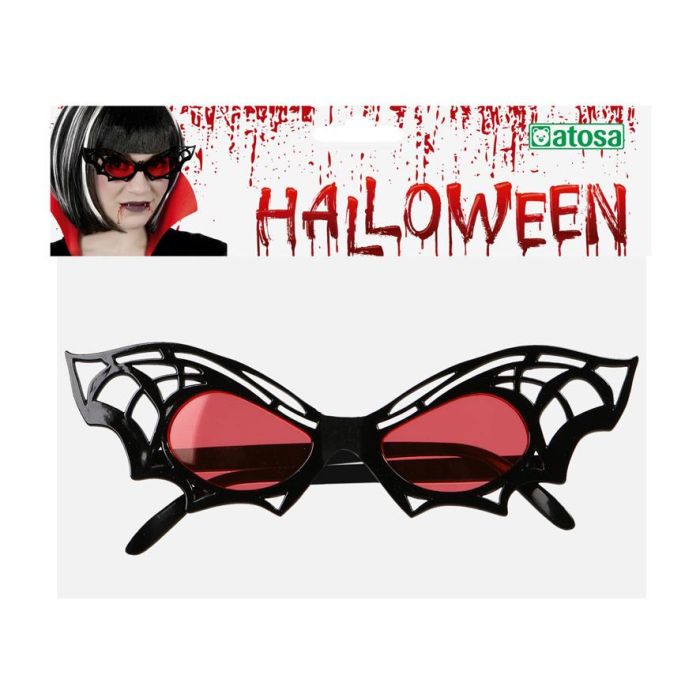 Gafas de Murciélago con Lentes Rojas para Disfraz de Vampiro - Negro, Accesorio para Halloween 1