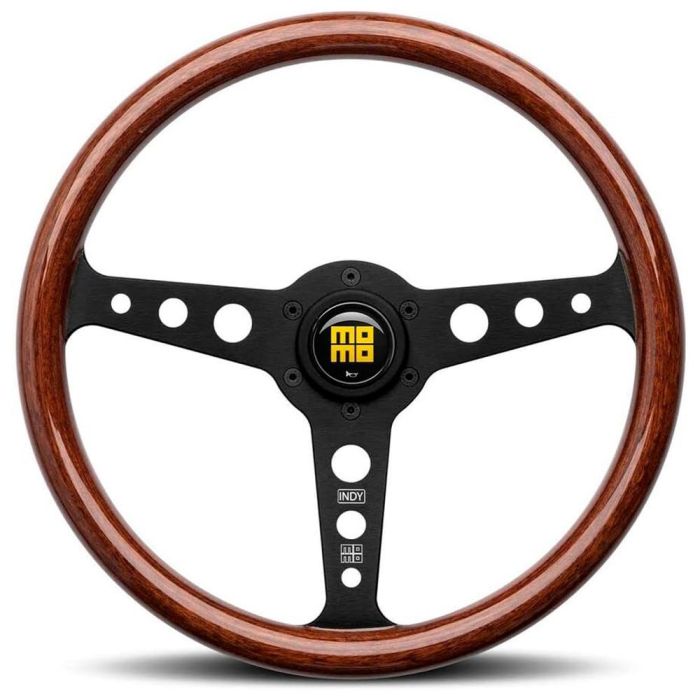 Momo MOMVINDYHERBK351P Volante deportivo Indy clásico 350mm, madera de caoba y radios de aluminio cepillado, sin airbag Momo MOMVINDYHERBK351P Volante deportivo Indy clásico 350mm, madera de caoba y radios de aluminio cepillado, sin airbag