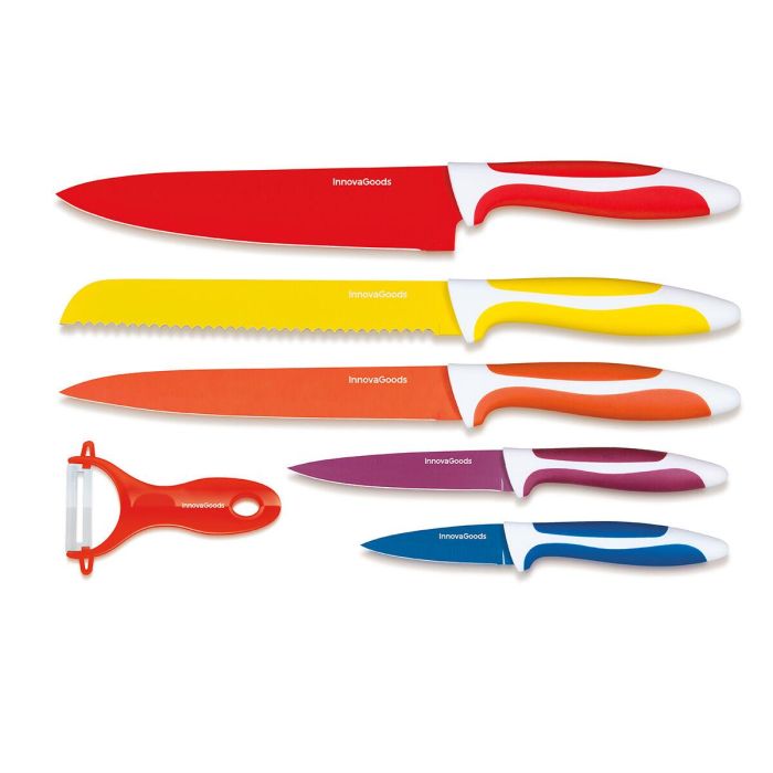 Juego de Cuchillos Cerámicos y Pelador Knoolvs InnovaGoods 6 Piezas 2 Juego de Cuchillos Cerámicos y Pelador Knoolvs InnovaGoods 6 Piezas 2