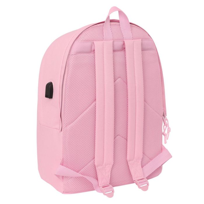 Safta Mochila Doble para Portátil 15,6" + USB Real Madrid Chica Rosa 31x44x18 cm
