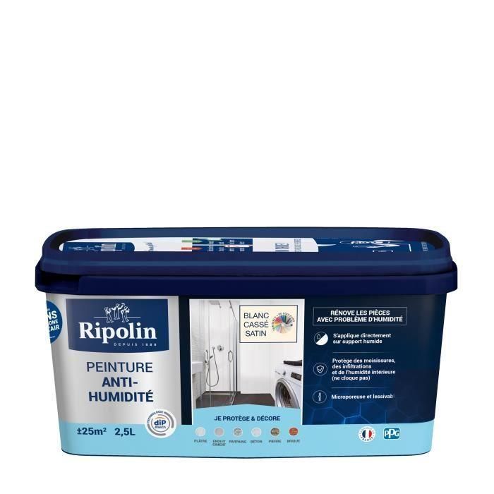 Pintura impermeabilizante antihumedad satinada blanquecina Ripolin 2.5L