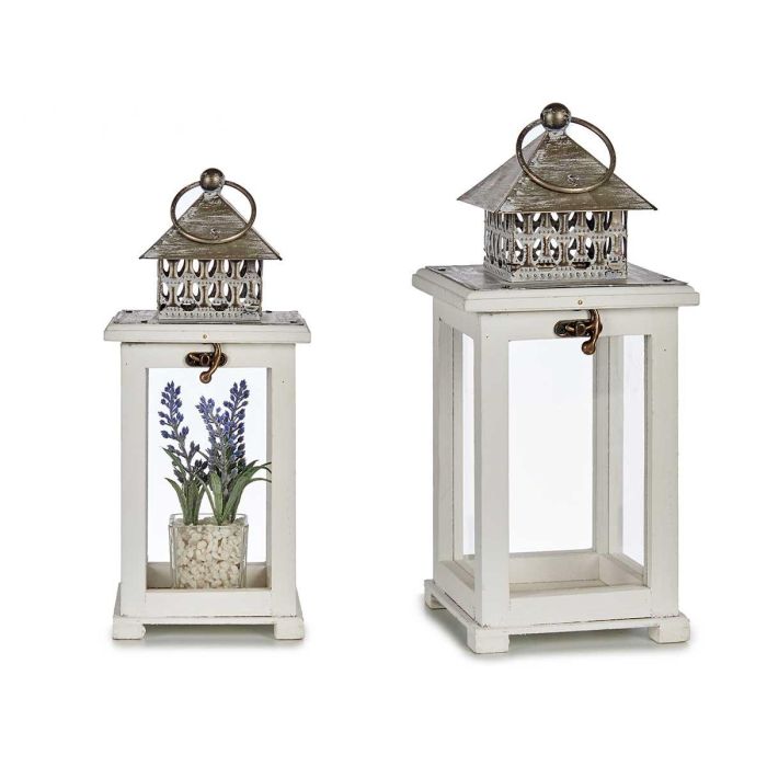 Farol de Madera Cuadrado con Rejilla Blanca Giftdecor 13.4x29x13.4 cm (6 Unidades) Farol de Madera Cuadrado con Rejilla Blanca Giftdecor 13.4x29x13.4 cm (6 Unidades)