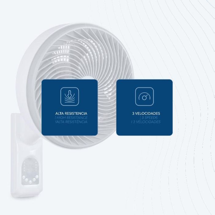 Daewoo Ventilador de Pared 10 Pulgadas 25 cm, 80W Alta Velocidad con Mando a Distancia