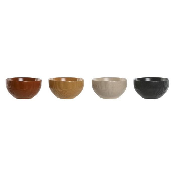 Bol Scandi DKD Home Decor Beige Mostaza 14 x 7.5 x 14 cm (4 Unidades)