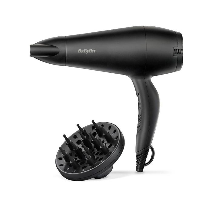 Babyliss Secador de Pelo D215DE Negro Mate con Difusor 2000W Tecnología Iónica