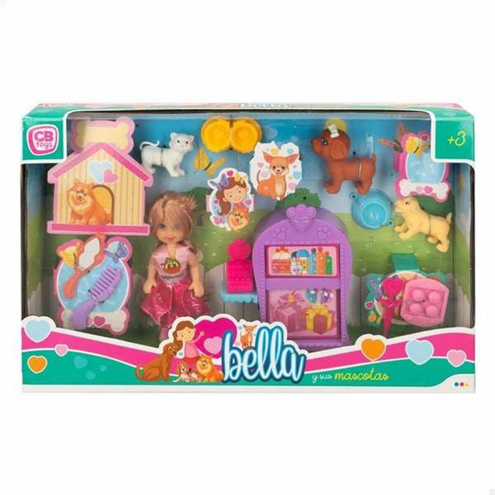 Muñeca bella articulada con sus animales y accesorios. 7 piezas. 3 Muñeca bella articulada con sus animales y accesorios. 7 piezas. 3