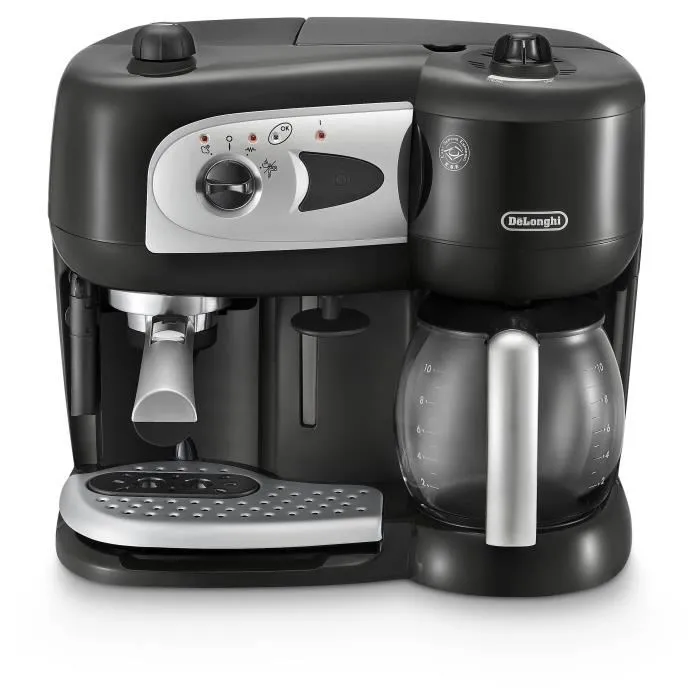 Delonghi BCO261B.1 Cafetera Espresso Combinada con Bomba, 15 Bares, Monodosis y Café Molido, Blanco y Negro