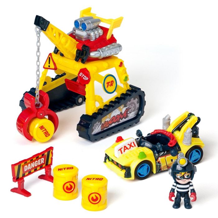 Magic Box T-Racers PTRSD014IN10 Turbo Crane Challenge Juguete Interactivo con Grúa Motorizada, Vehículo Exclusivo y Más de 500 Combinaciones para Niños +3 Años 2