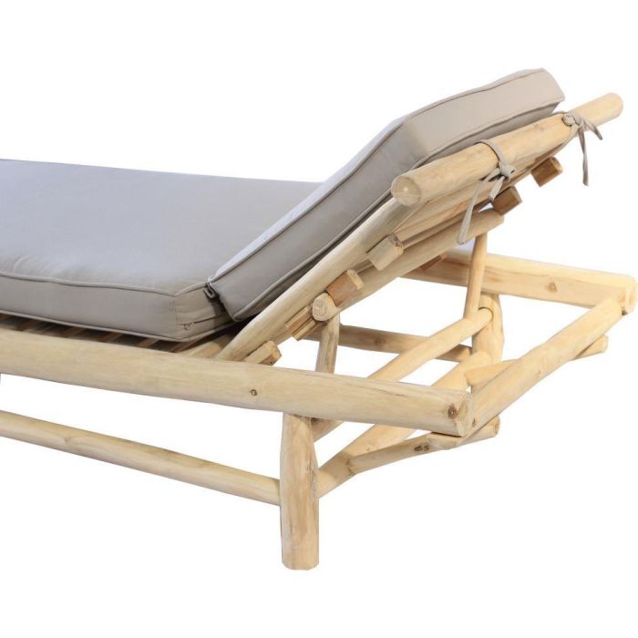 DKD Home Decor Tumbona Balines Natural Gris Teca y Poliester 209 x 36 x 86 cm 2