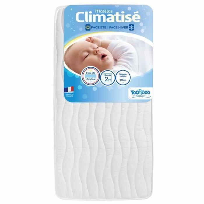 Yoopidoo YOO1708632765632 Colchón para bebé climatizado 60x120 cm doble cara verano/invierno sin tratamiento químico 3