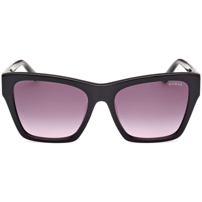 Guess GU00113 01B Gafas de Sol Cuadradas para Mujer Montura de Plástico Negra Brillante Cristal Gris Humo Degradado 55mm 1