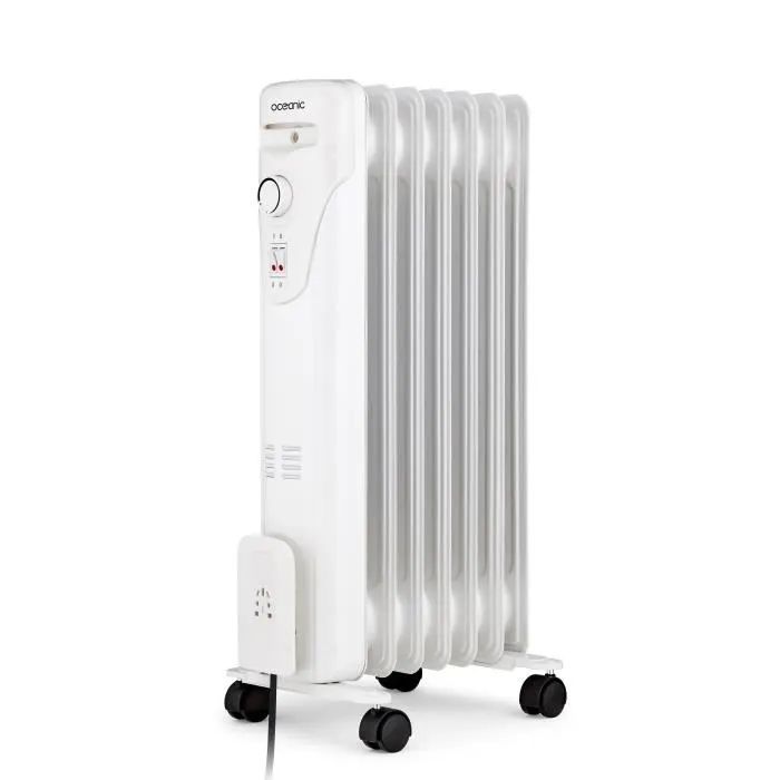 Oceanic Baño de Aceite Eléctrico 1500W OCEABH1500W2 - 3 Potencias - 7 Elementos - Blanco - Móvil