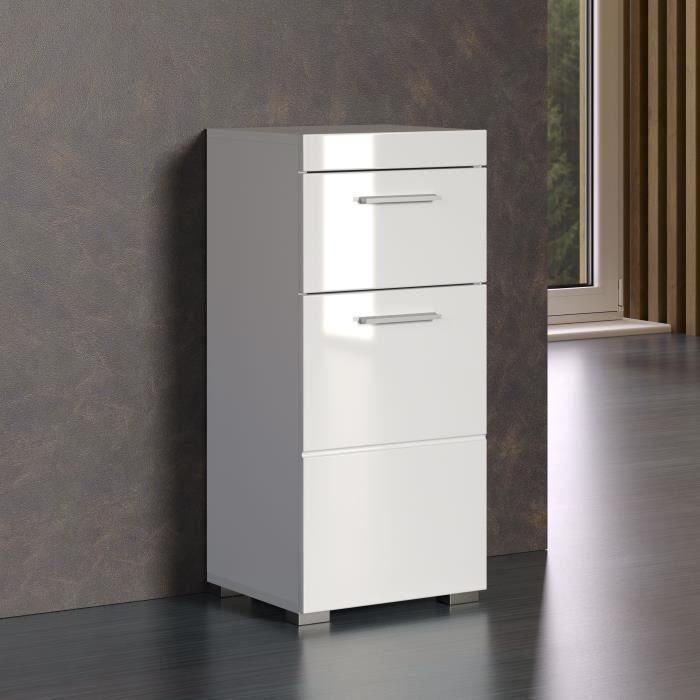 Mueble bajo de baño AMANDA - 1 puerta + 1 cajón - L37 x P31 x H79 cm - Blanco - TRENDTEAM 1 Mueble bajo de baño AMANDA - 1 puerta + 1 cajón - L37 x P31 x H79 cm - Blanco - TRENDTEAM 1