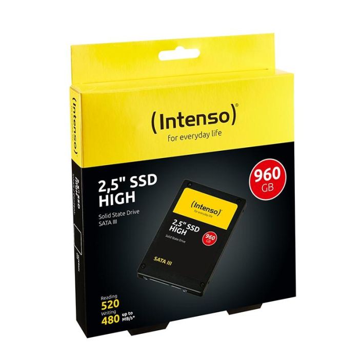 Intenso SSD High 960 GB, 2.5 pulgadas, Serial ATA III (SATA III) TLC - Velocidad de Lectura 520 MB/s, Escritura 480 MB/s 1