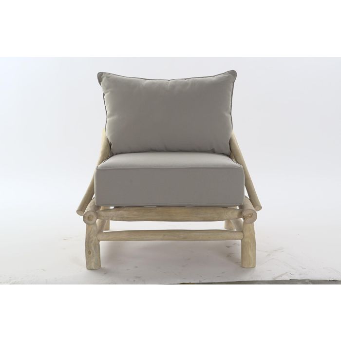 DKD Home Decor Butaca Balines Gris Claro Natural Madera Teca y Poliéster 80 x 73 x 82 cm 5