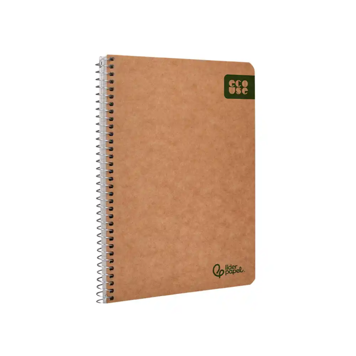 Liderpapel Cuaderno espiral A5 Ecouse tapa cartulina kraft 80 hojas, papel reciclado 80gr, cuadro 4mm 4