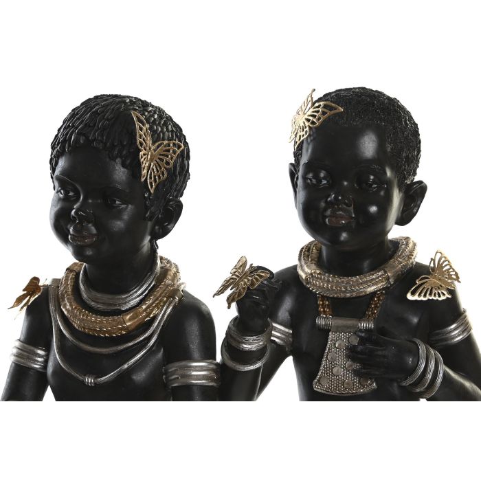 DKD Home Decor Figura Decorativa Africana Resina Negra 18 x 35 x 20.5 cm (2 Unidades) 1