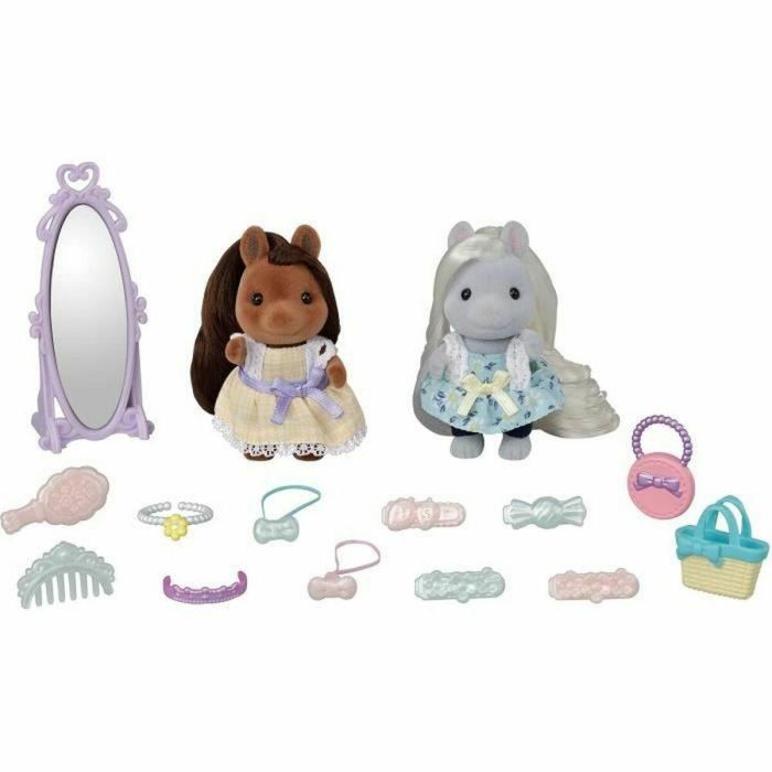 Sylvanian Families Figuritas Amigos Pony y Kits de Estilismo con Accesorios para el Cabello y Complementos
