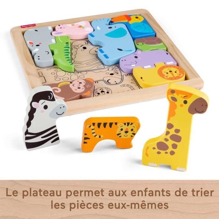 Fisher-Price JFG10 MATJFG10 - Rompecabezas de animales de madera para clasificación de formas con 13 piezas
