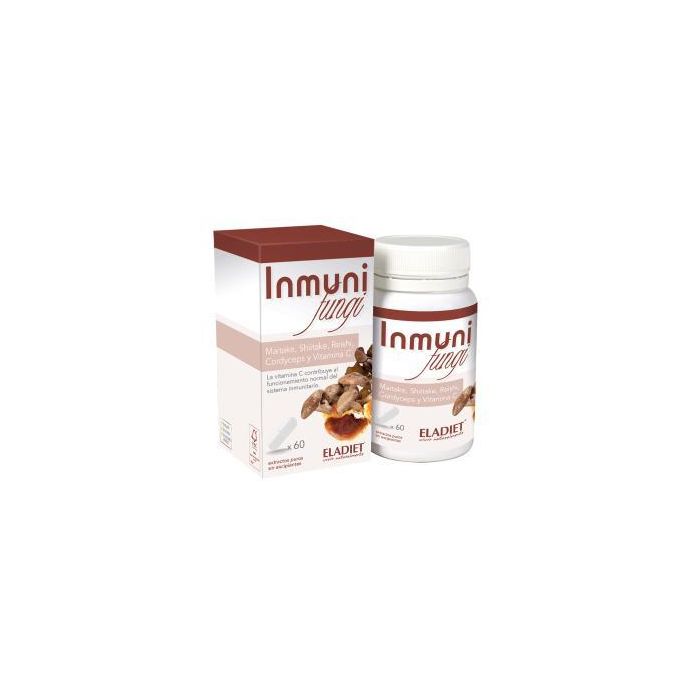 ELADIET Inmunofungi, Hongos Reishi Shiitake Maitake Cordyceps con Vitamina C, Apoyo Inmunitario, 60 Cápsulas