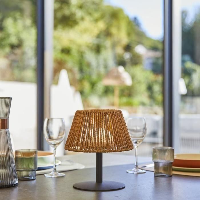 Lámpara de mesa inalámbrica - LUMISKY - STANDY MINI RAFFY - Al. 22 cm - Rafia natural - LED blanco cálido y blanco 2 Lámpara de mesa inalámbrica - LUMISKY - STANDY MINI RAFFY - Al. 22 cm - Rafia natural - LED blanco cálido y blanco 2