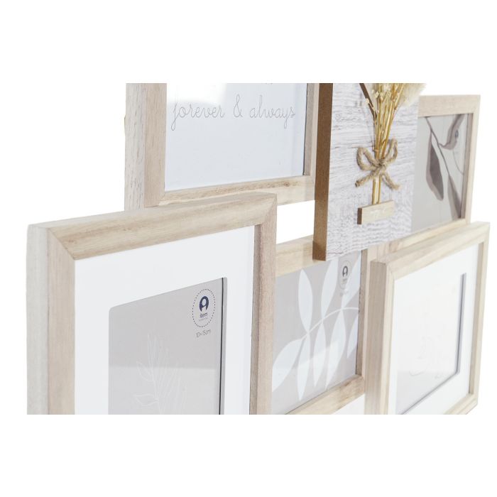 DKD Home Decor Marco de Fotos Múltiples Estilo Shabby Chic con Madera Paulownia Natural y Cristal – Dimensiones 54x36.7x2.4 cm 2