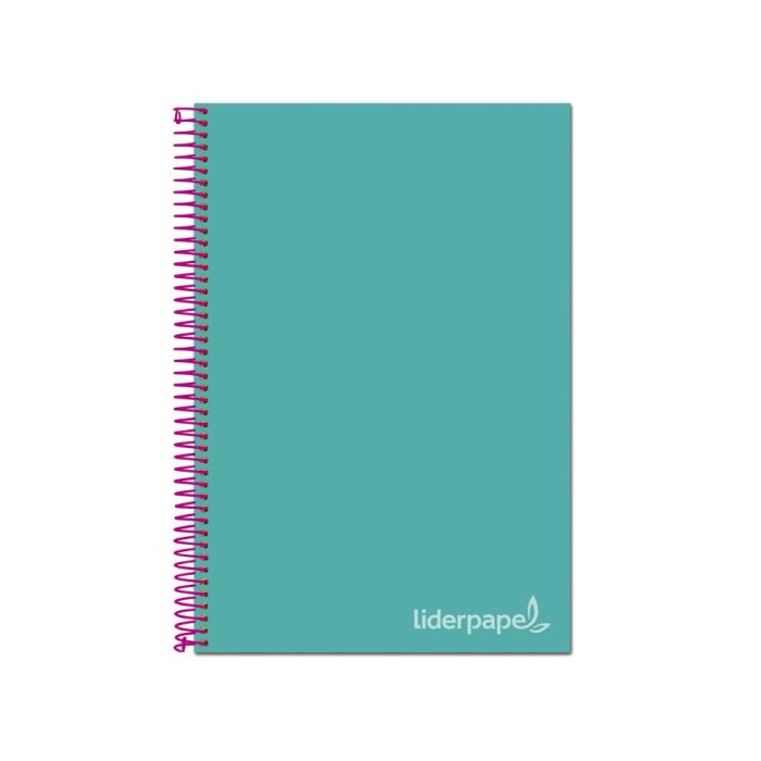 Cuaderno Espiral Liderpapel A4 Micro Jolly Tapa Forrada 140H 75 gr Cuadro 5 mm 5 Bandas4 Taladros Color Turquesa 1