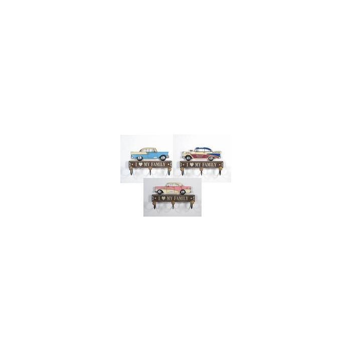 Perchero Pared Vintage DKD Home Decor Azul Rosa 8 x 17 x 29 cm (3 Unidades)