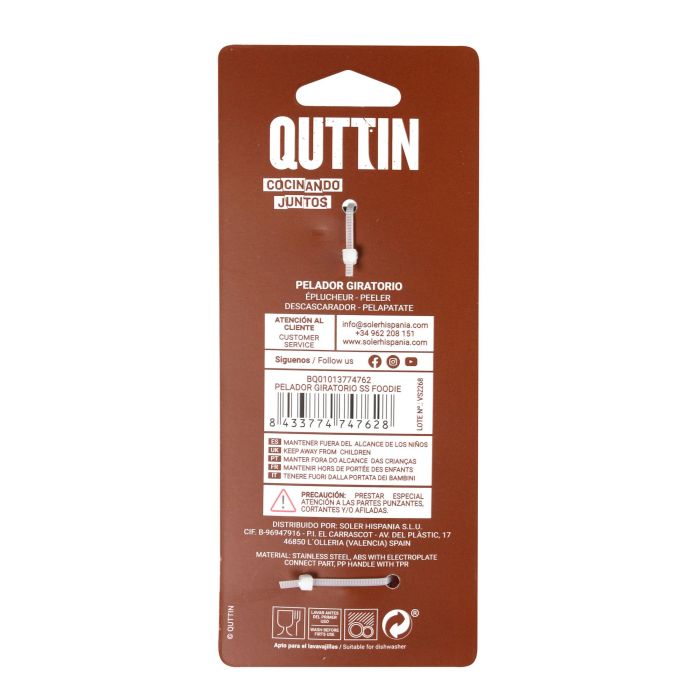 Quttin Pelador Giratorio Ss Foodie, 19x5.5 cm, 1 mm de grosor (18 Unidades) 6