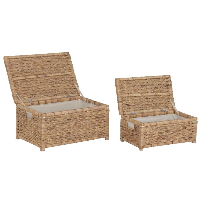 DKD Home Decor Cesta Ropa Tropical Natural Blanco 38 x 30 x 60 cm Set 2 DKD Home Decor Cesta Ropa Tropical Natural Blanco 38 x 30 x 60 cm Set 2