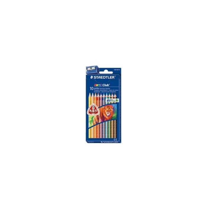 STAEDTLER 128 Noris Club Lápices de Colores Jumbo Set de 10 unidades, para Niños, Mina Resistente