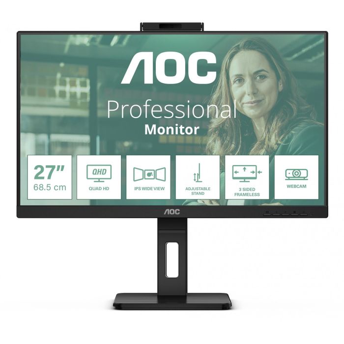 AOC Q27P3QW Monitor IPS 27" Quad HD 2560x1440 75Hz 4ms con Webcam y Micrófono integrados Negro