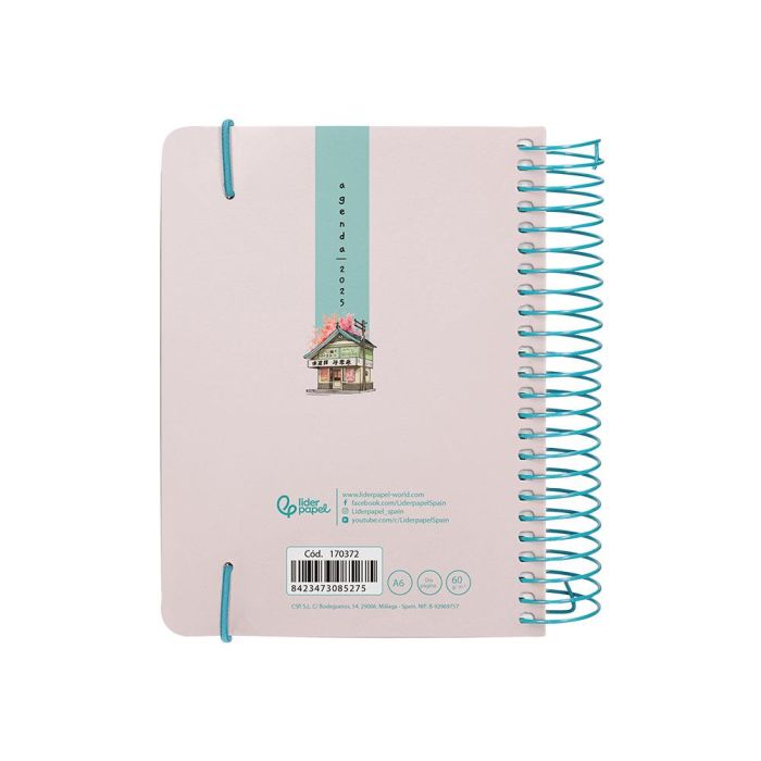 Agenda Espiral Liderpapel Santorini A6 2025 Dia Pagina Atardecer Rosa Papel 60 gr 8